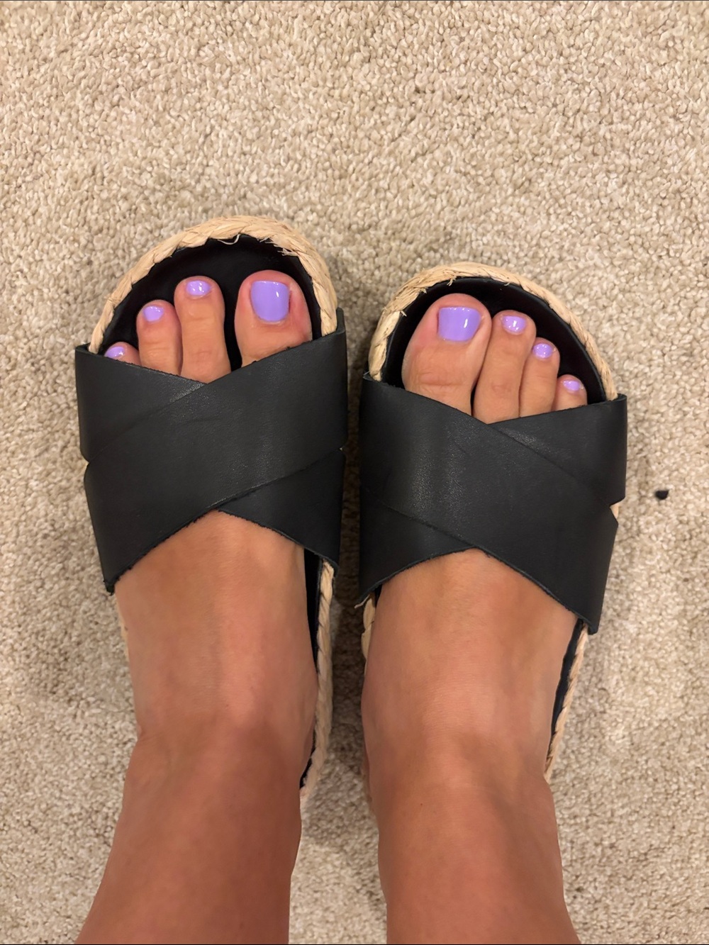 Splendid Black Cross-Over Slide Sandals